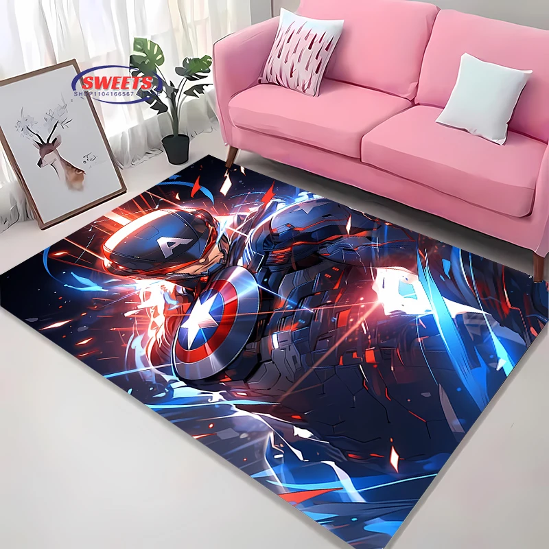 NO.2 New To Marvel Captain America Carpet, Living Room Bedroom Household Items, Kid's Room Sofa Mat, Doormat Anti-slip Rug, Gift