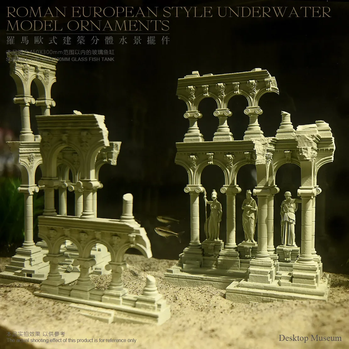 European Roman Underwater Building Aquarium Decor Epoxy Resin Handmade Hand-Painted Fish Tank Ornament