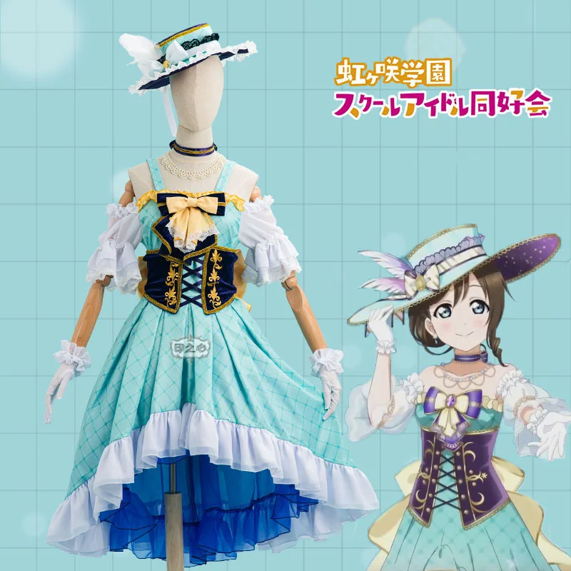 Love Live! Nijigasaki High School Just Believe Ousaka Shizuku Cosplay Costume Women Dress with Hat Halloween Uniform Custom Made