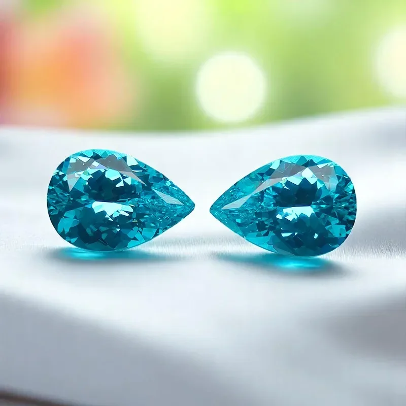 مختبر نمت Paraiba الكمثرى شكل التورمالين الأحجار الكريمة DIY بها بنفسك صنع المجوهرات المواد تحديد شهادة AGL