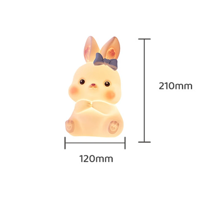 Cartoon LED Night Lights Cute Bunny Rabbit USB Rechargeable Touch Switch Remote Eye Care Bedroom Decoration Desktop Table Lamp