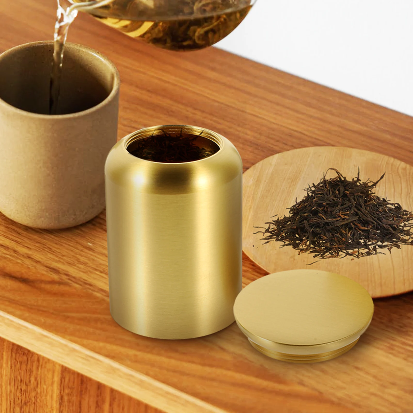 

Pure Copper Tea Storage Jar Airtight Canister Decorative with Cover Loose Lid Canisters Lids