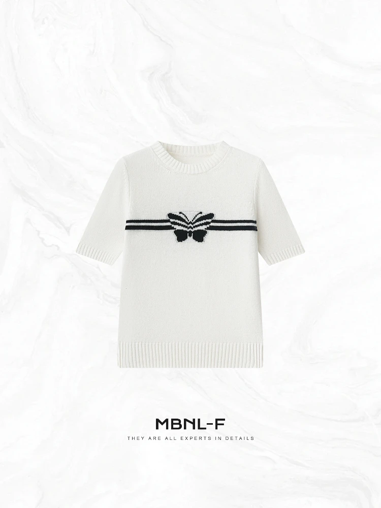 

MBNLF T 00 Wool Luxury round Ne ort Sve T-irt Women's Premium Quali Spring Faion Ladies' Top