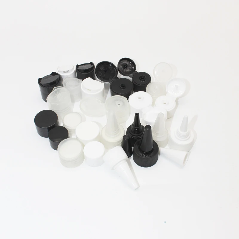 100pcs High Quality Plastic Pointed Mouth Cap Screw Lid Flip Top E- Liquid Bottle Caps Disc Cap