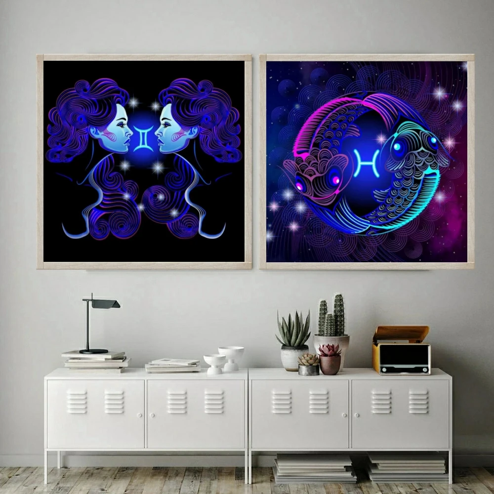 Neon Zodiac Signs AB Diamond Painting Embroidery Fantasy Constellation Art Handmade Cross Stitch Mosaic Handicraft Home Decor