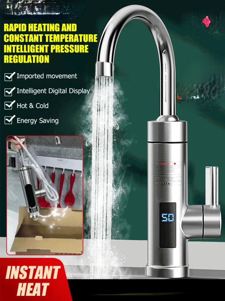 tantaneous Electric Faucet Kitchen Bathroom Quick Heating Tap Shower