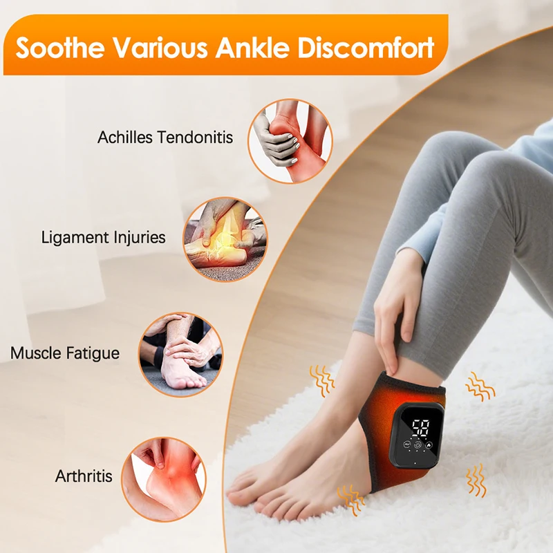 

1PCS Rechargeable Foot Ankle Massager Hot Compress Vibration Foot Massager Ankle Joint Protection Heating Strap Ankle Massager