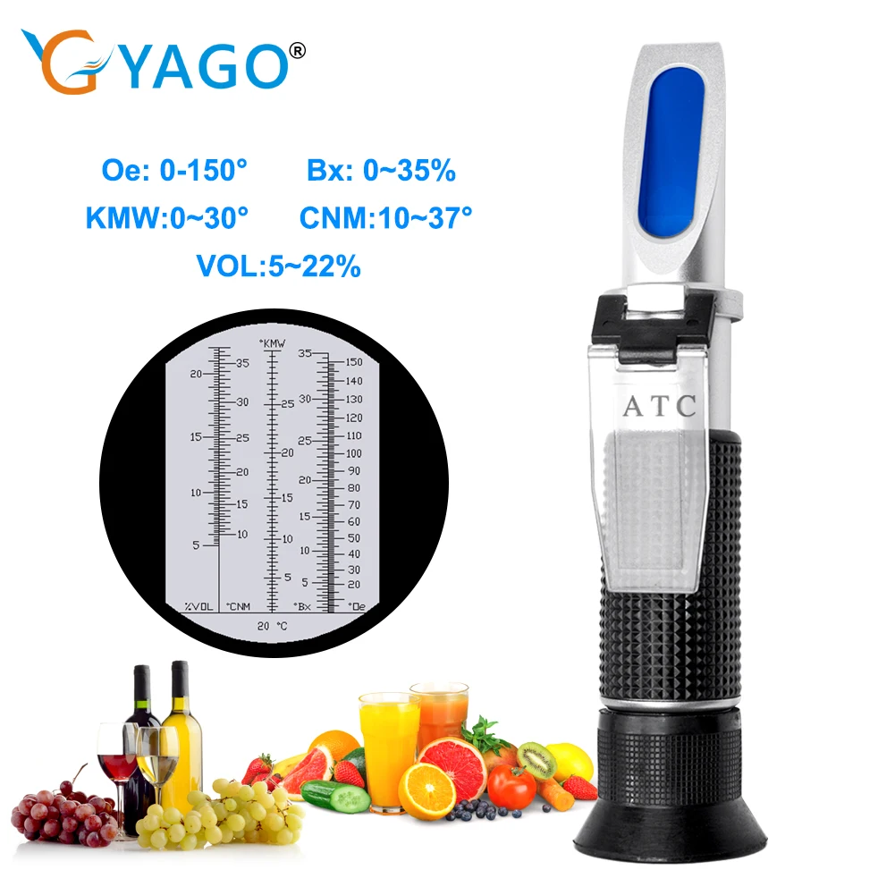 

Handheld 0-32% Brix Refractometer Sugar Meter Brix Content Meter with ATC For Brewing Beer Juice Jam Food Wine Fruit Liquor