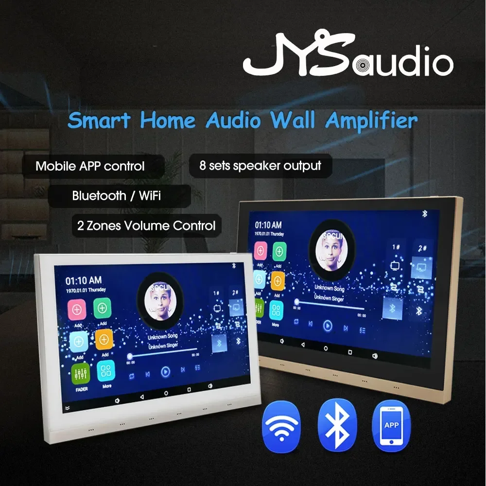Smart Wall-Mounted Stereo Amplifier 10 Inch 30W 2 Zones Control Eshare App Control Panel Amp Amplificador Youtube Google Play