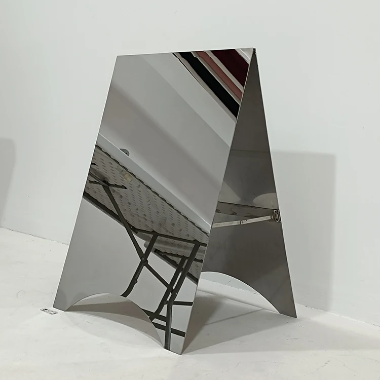 Indoor Outdoor Stand Sandwich Board Advertising Display Waterproof Mirror Polish Metal Stainless Steel a Frame Pavement Sign