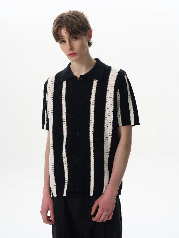 

MaxDstr American Sle Summer 2025 Трикотажная футболка с полосатым воротником и полосатым воротником ex CleanFit Свободная молодежная футболка...