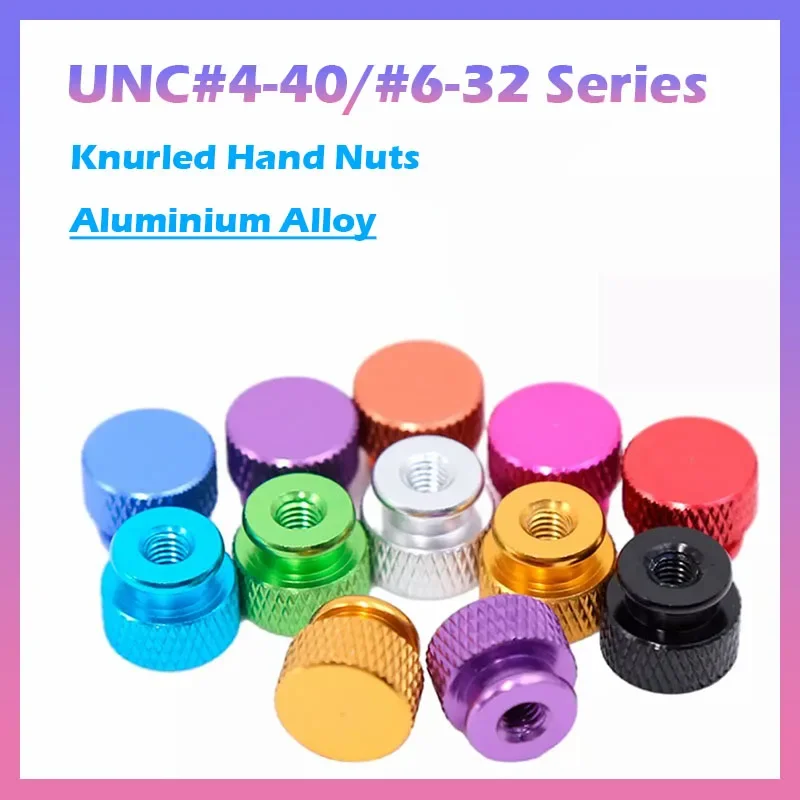 5Pcs UNC #4-40 #6-32 Aluminium Alloy Blind Hole Anodised Knurled Thumb Nuts Hand Grip Knob Nut