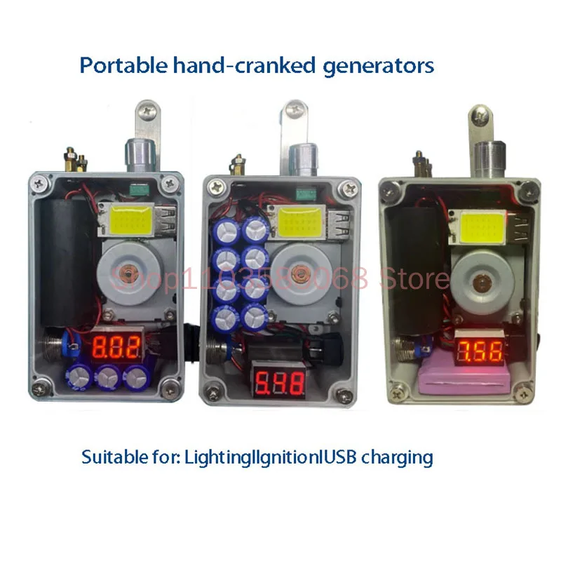 

Portable hand-crank generator, lighting, USB charging, suitable for outdoor camping, power outage lighting, emergency charging