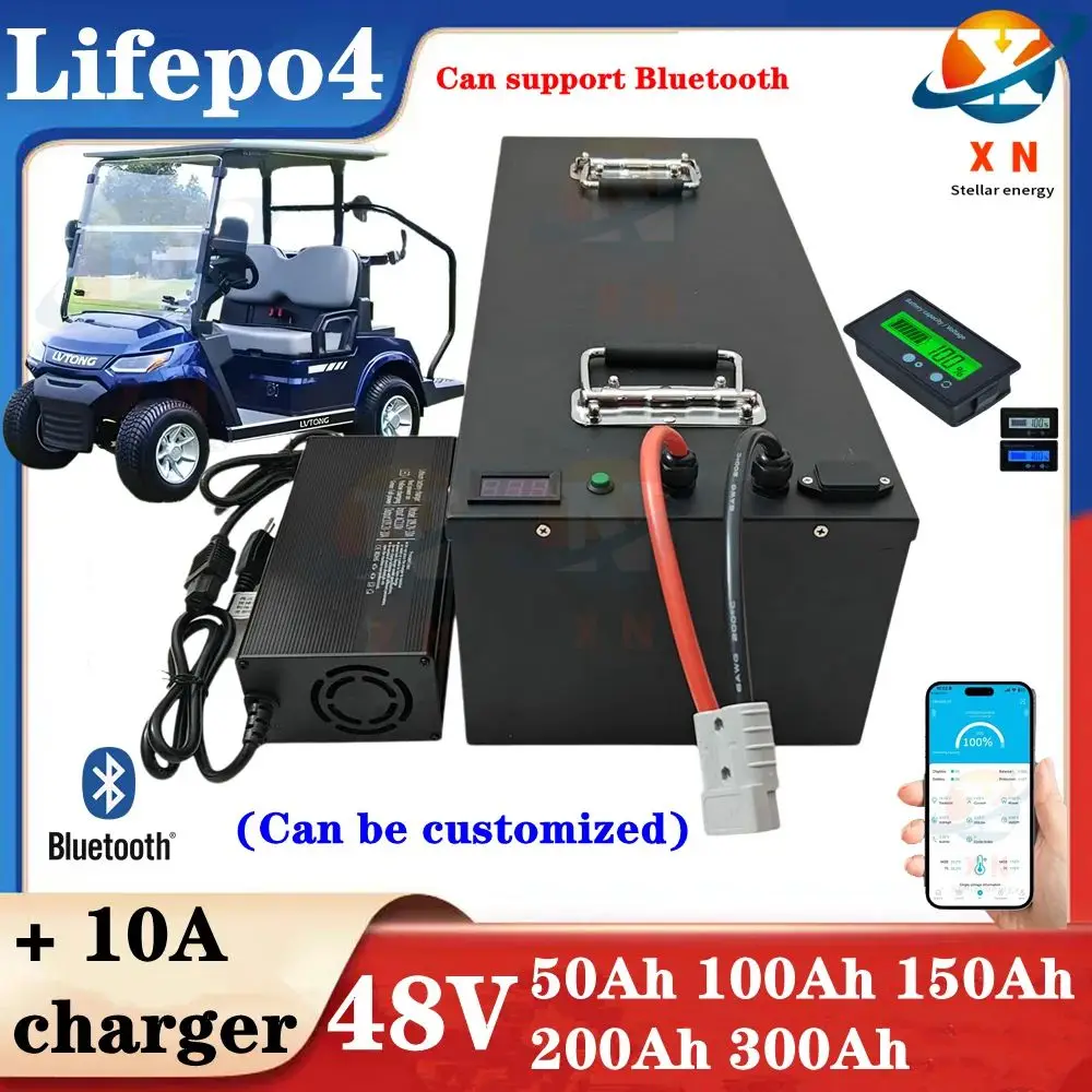 48V 50Ah 100Ah 150Ah 200Ah 300Ah Lifepo4 Lithium Battery pack bluetooth Parellel for Solar system 3000W 5000W 6000W Inverter