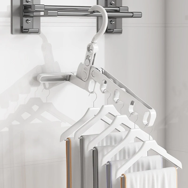 

YM Multi functional Plastic 5-Hole Foldable Hangers Grey Heavy Duty Space Saving Clothes Organizer Hangers Home For Room, Closet