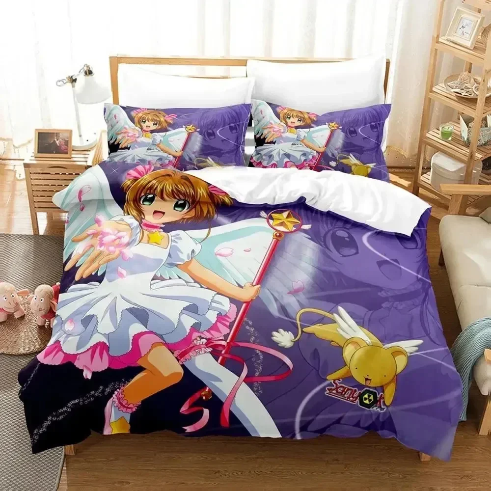 3D Print Anime Cardcaptor Sakura Comfortable Duvet Quilt Cover Pillowcase Bedding Set Children Bedroom Decoration Home Textile