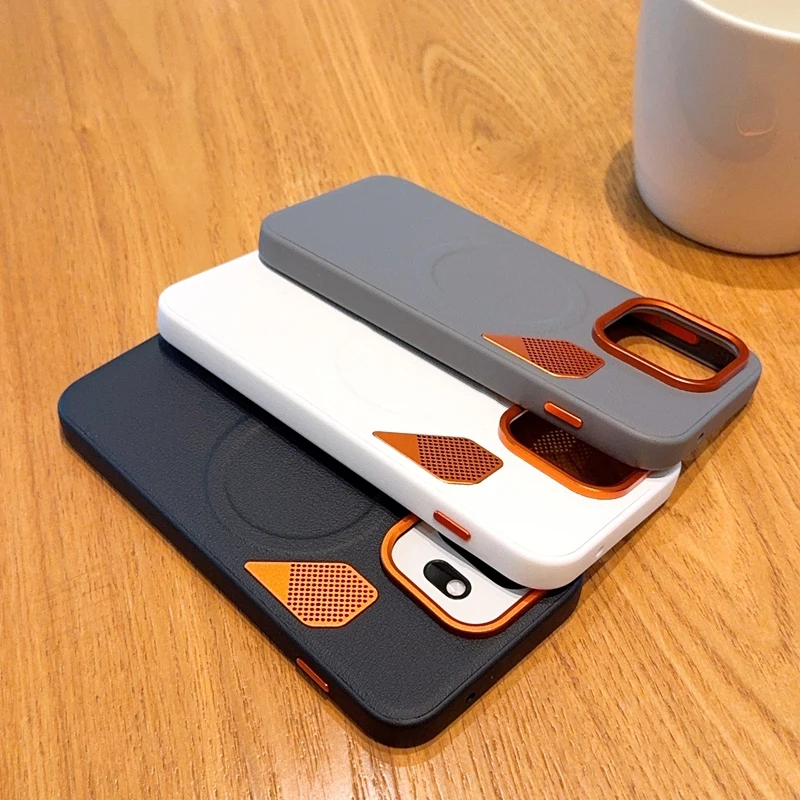 

For OnePlus 15T Magnetic Case ELVEV PU Leather Hard PC Heat Dissipation Hole Suction Phone Cover