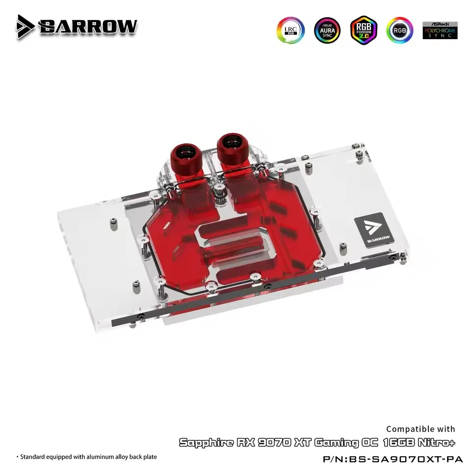 Barrow GPU bloque de agua para Sapphire Radeon RX 9070 XT GAMING OC 16GB Nitro + radiador de refrigeración de tarjeta de vídeo