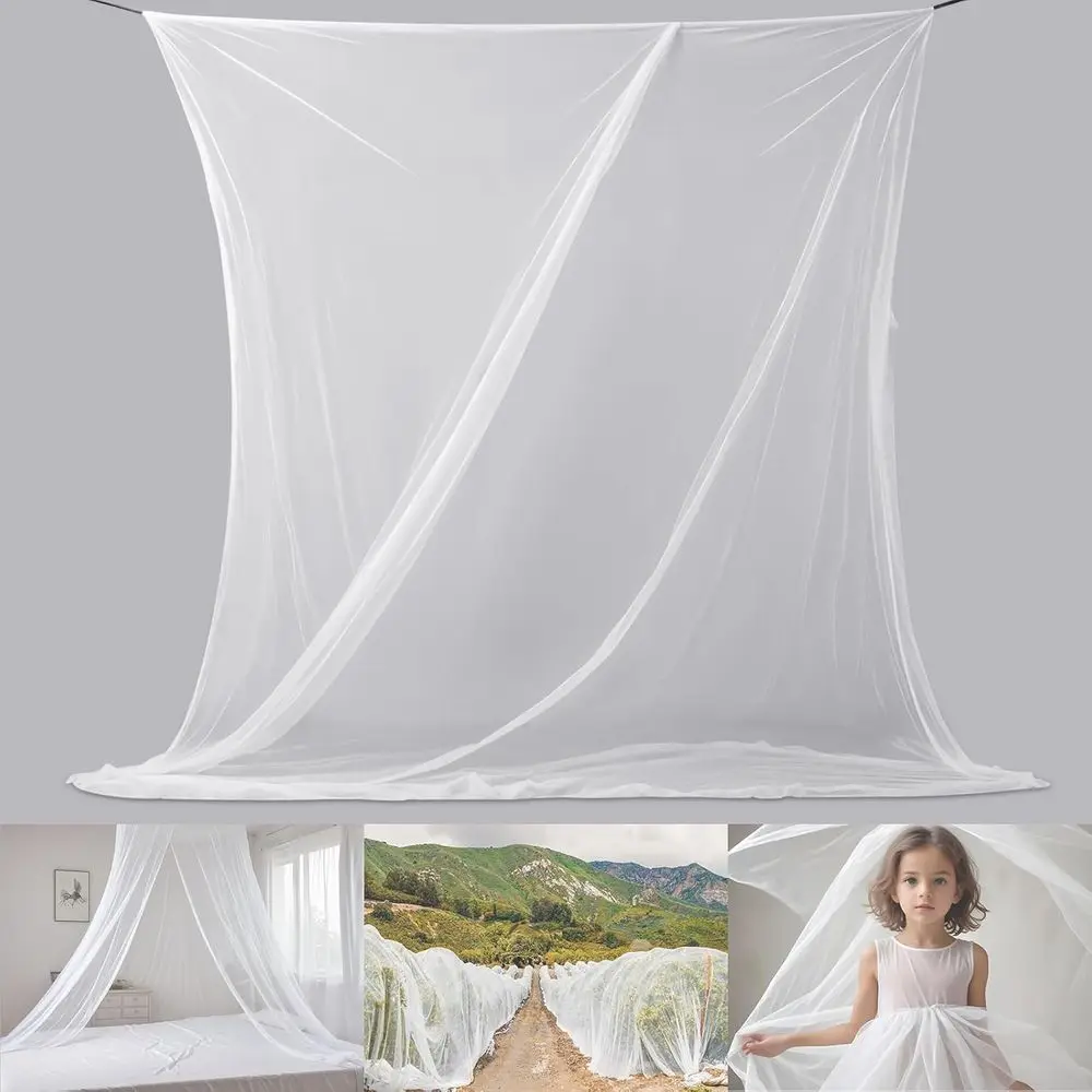 

White Mosquito or Patio,10x100t DIY Garden Mesh Netting, Bird Cover Net, Barrier Plant Vegetables Protection Net, Heavy Duty Net