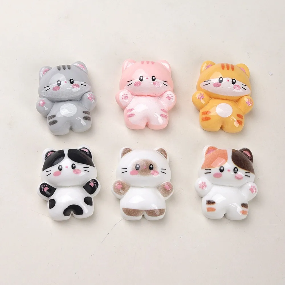 10pcs Mini Kawaii Split Tail Cat Resin Flat Back Charms Cabochons Scrapbook Diy Party Hairpin Accessories Home Decoration Craft