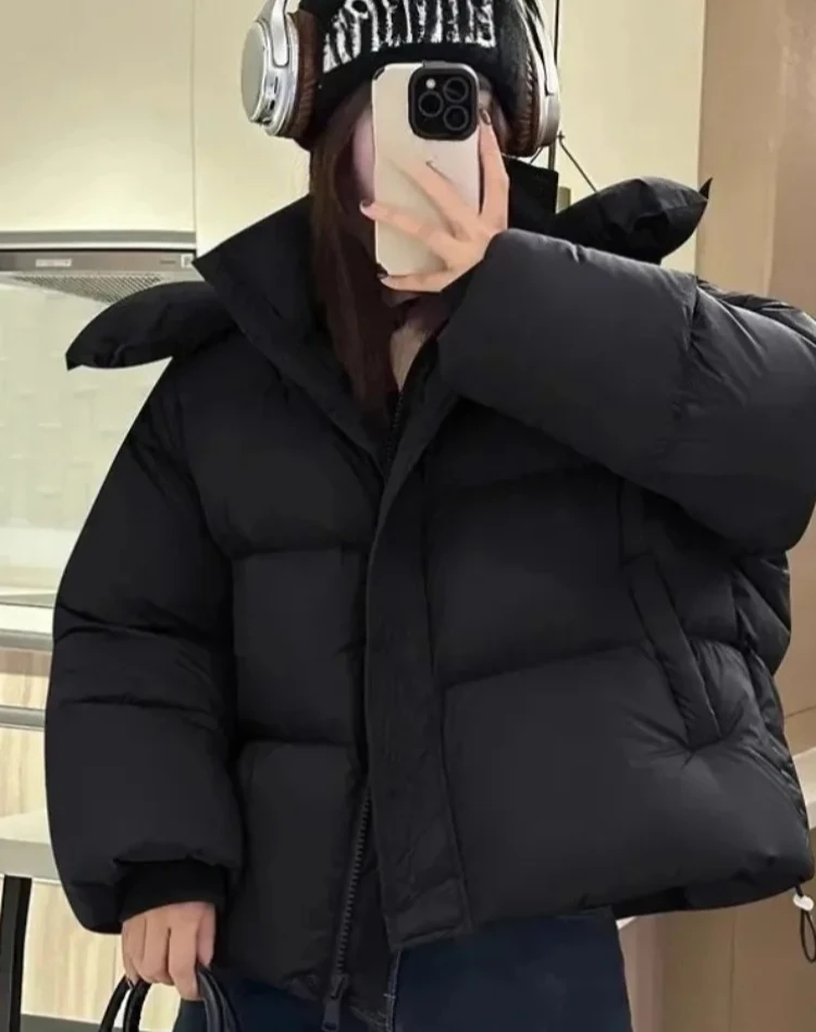 

Hooded Cotton Jacket Women's New Thick Warm Long Sleeved Winter Clothing Casual Comfortable Loose Solid Color Short Jacket