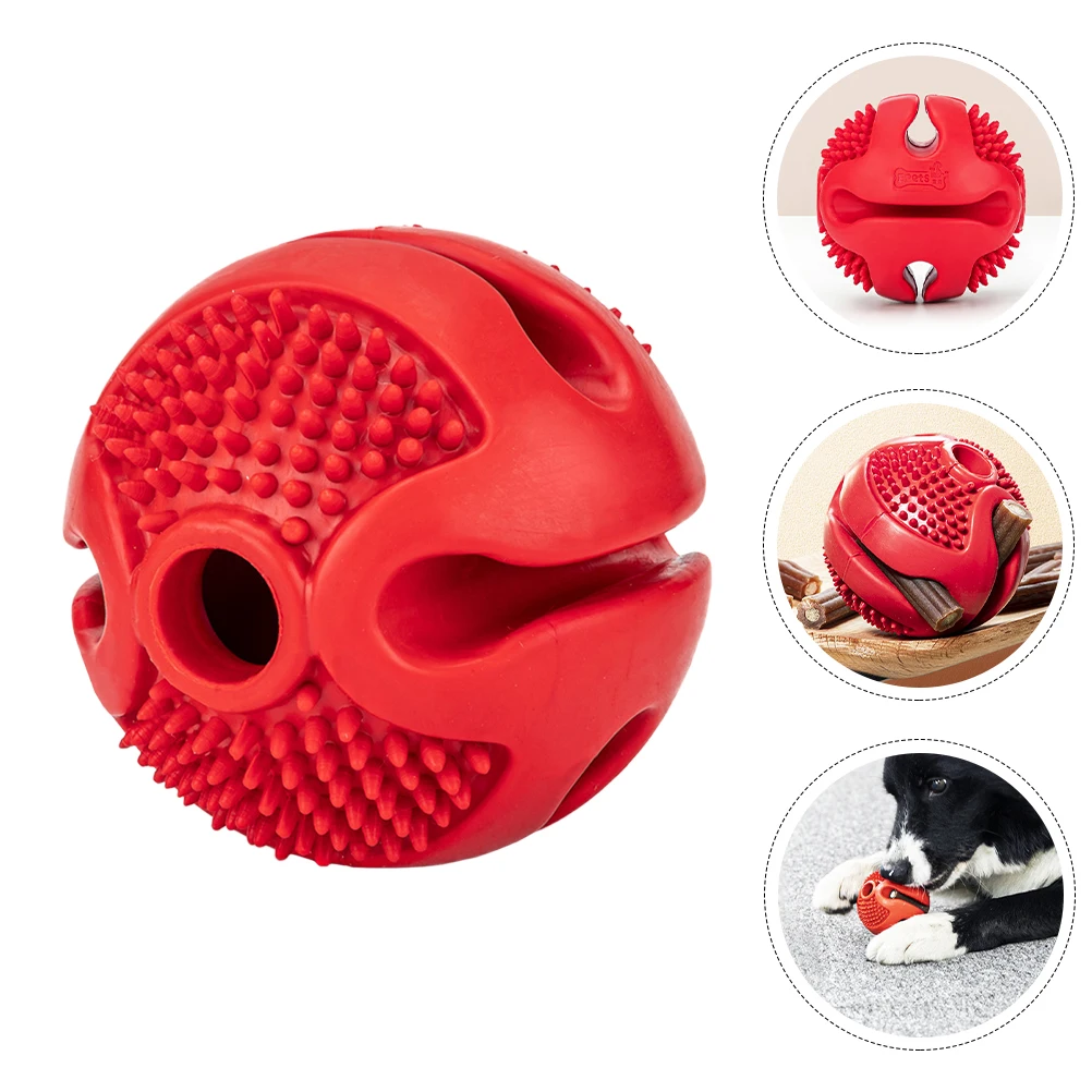 

Snuffle Ball Foraging Food Hide Training Chew Anxiety Relief Rubber Slow Feeder Plaything Food Hide Red
