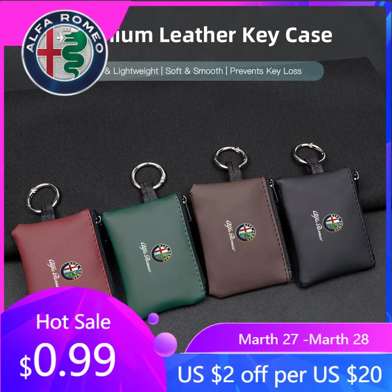 

Кожаный чехол-кошелек для ключей и мелочи для Alfa Romeo 2026, мини-футляр для карт, аксессуар для интерьера авто для Alfa Romeo 4C 159 166 Spider