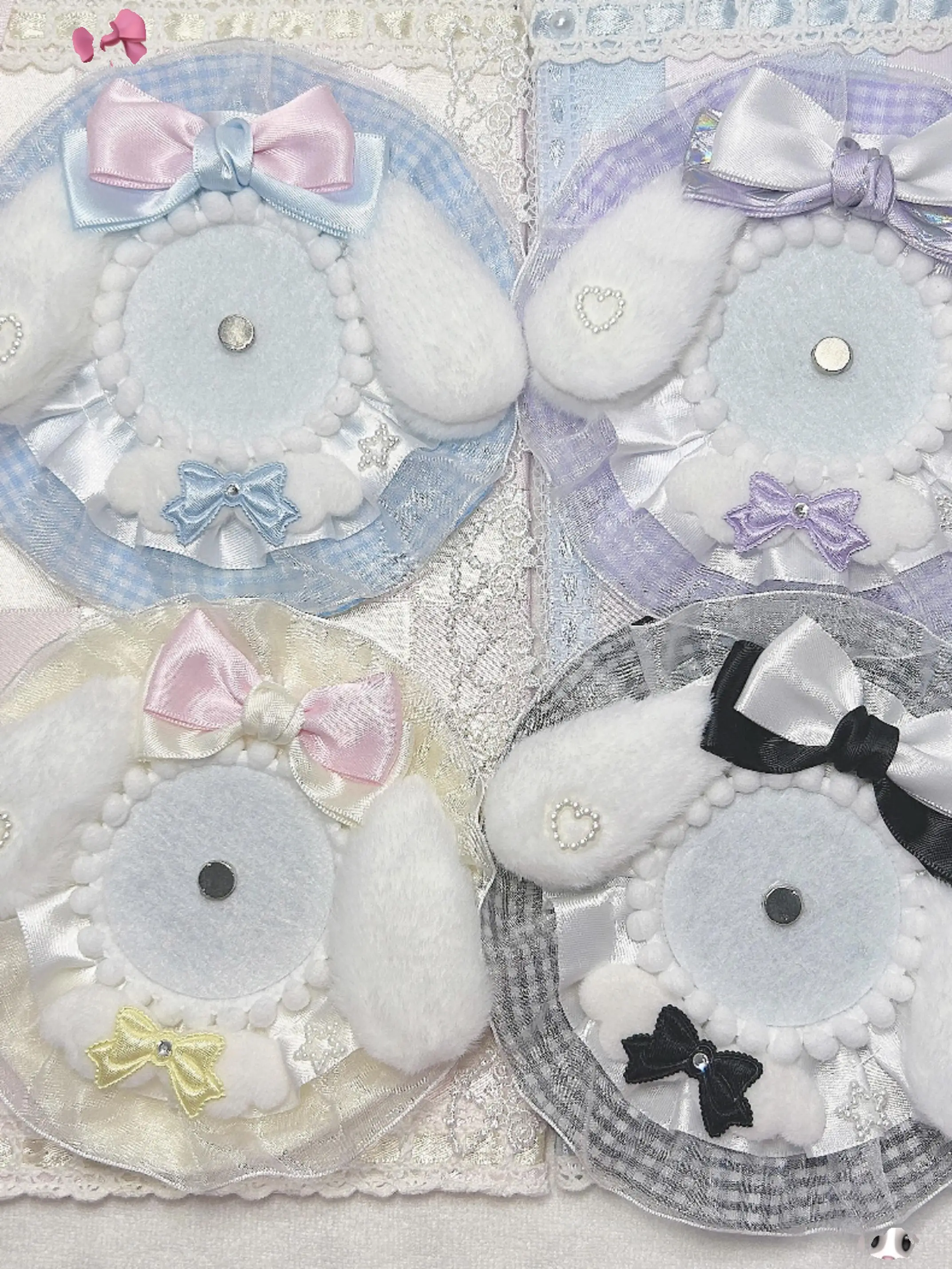 Cute Lace Goods Display Badge Holder Anime Quadratic Element Ita Bag Accessories Badge Rosette Hand Made Ribbon Bownot