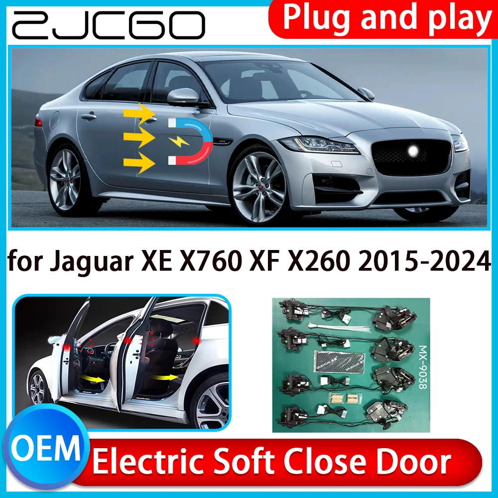 ZJCGO for Jaguar XE X760 XF X260 2015-2024 Auto Pull Car Soft Close Kit Door Power Latch Electric Door Catch Soft Closing Assist
