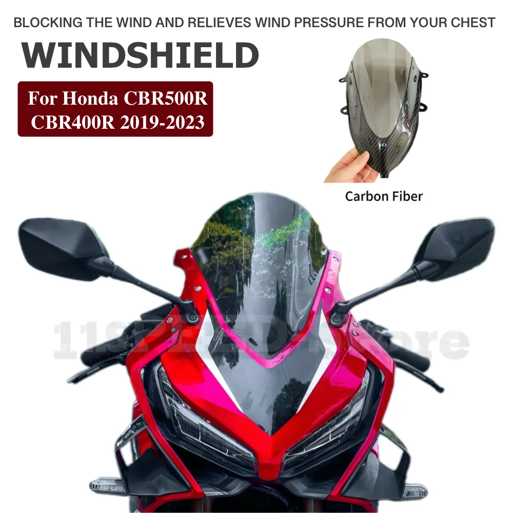 High quality Carbon Fiber Windscreens For Honda CBR500R CBR400R 2019-2023 Carbon Fiber Windshield Wind Deflectors Visor Glass