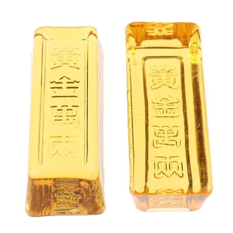 1 Pc Feng Shui Chinese Yellow Crystal Gold Ingot For Wealth Lucky Small Ornaments Home Decoration