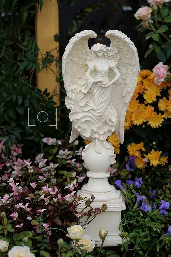 

Outdoor Home Garden Happiness Angel Resin Crafts Decoration Park Courtyard Ornament Creative Desktop Figurines Accessories Art