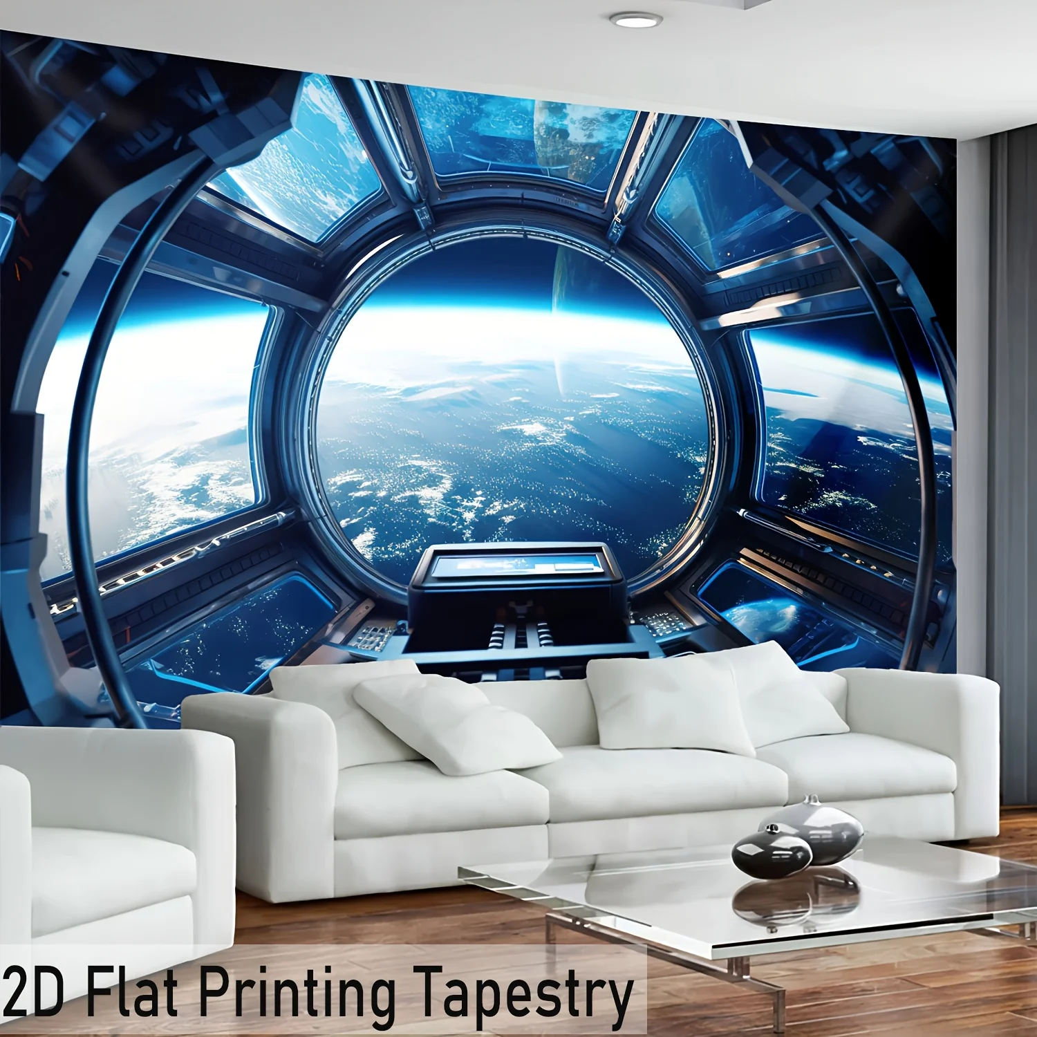 2D plat afdrukken Galaxy Planet tapijt, grote ruimte universum muur kunst, print polyester decor voor woonkamer slaapkamer, HD Cosmic