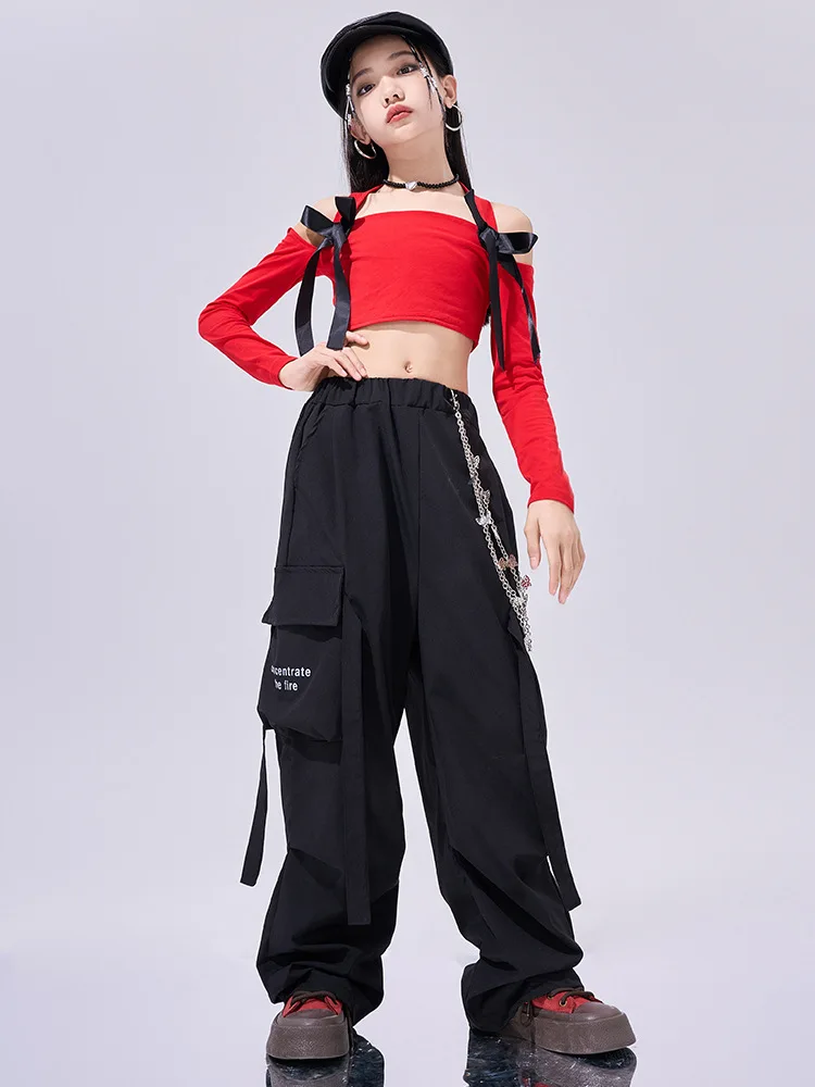 Kpop Mädchen Gruppe Jazz Dance Hip Hop Kleidung Kurze Weste Cargo Hosen Street Dance Anzug Breaking Catwalk Show Kostüme