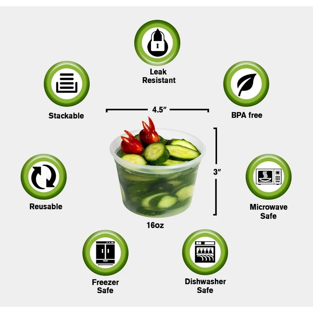 مجموعة حاويات سلايم محكمة الغلق ومضادة للتسرب - قابلة لإعادة الاستخدام، تخزين، يمكن التخلص منها، إعداد الوجبات، آمنة للطعام
