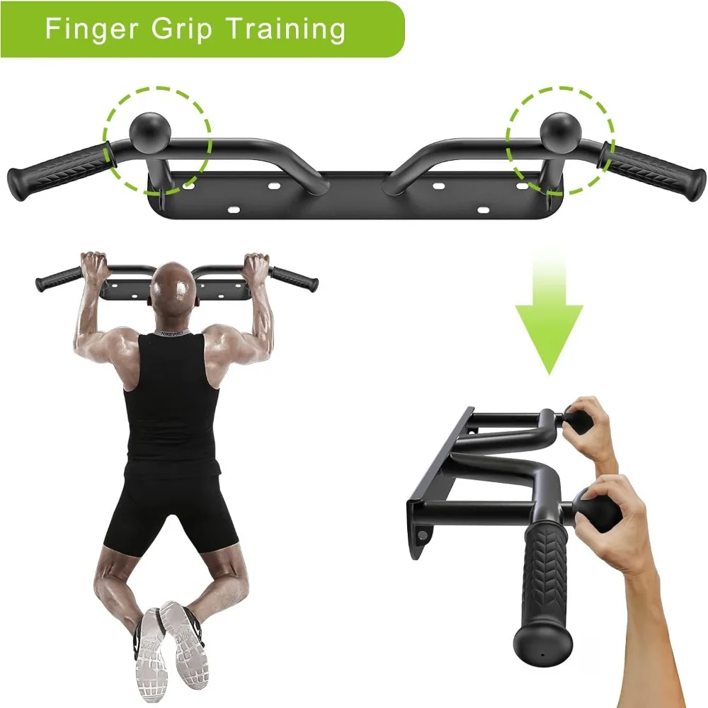 قضيب سحب عالي التحمل مثبت على الحائط بسعة 500 رطل، قضيب متعدد الوظائف للذقن مع خطافات شريطية مقاومة وتدريب الأصابع #3