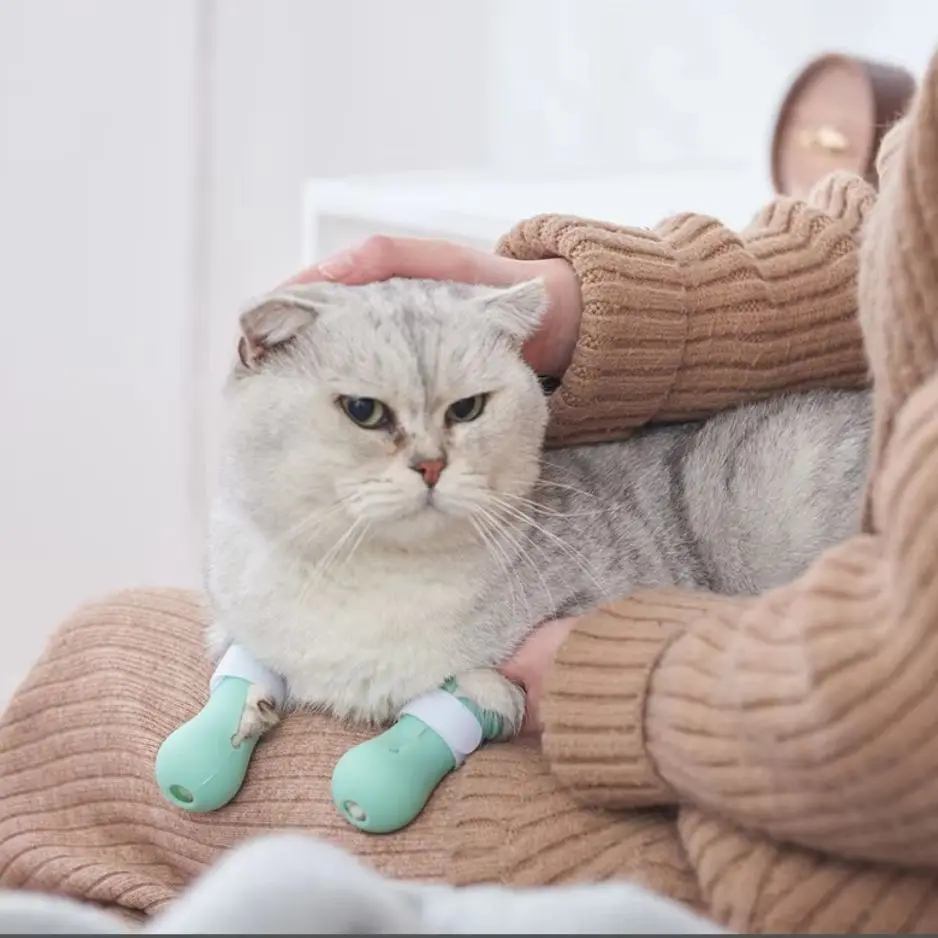 Adjustable Silicone Cat Claw Protector Bath Anti-Scratch Cat Shoes For Cat Pet Bath Wash Boots Cat Paw Nail Cover Pet Grooming S view 5