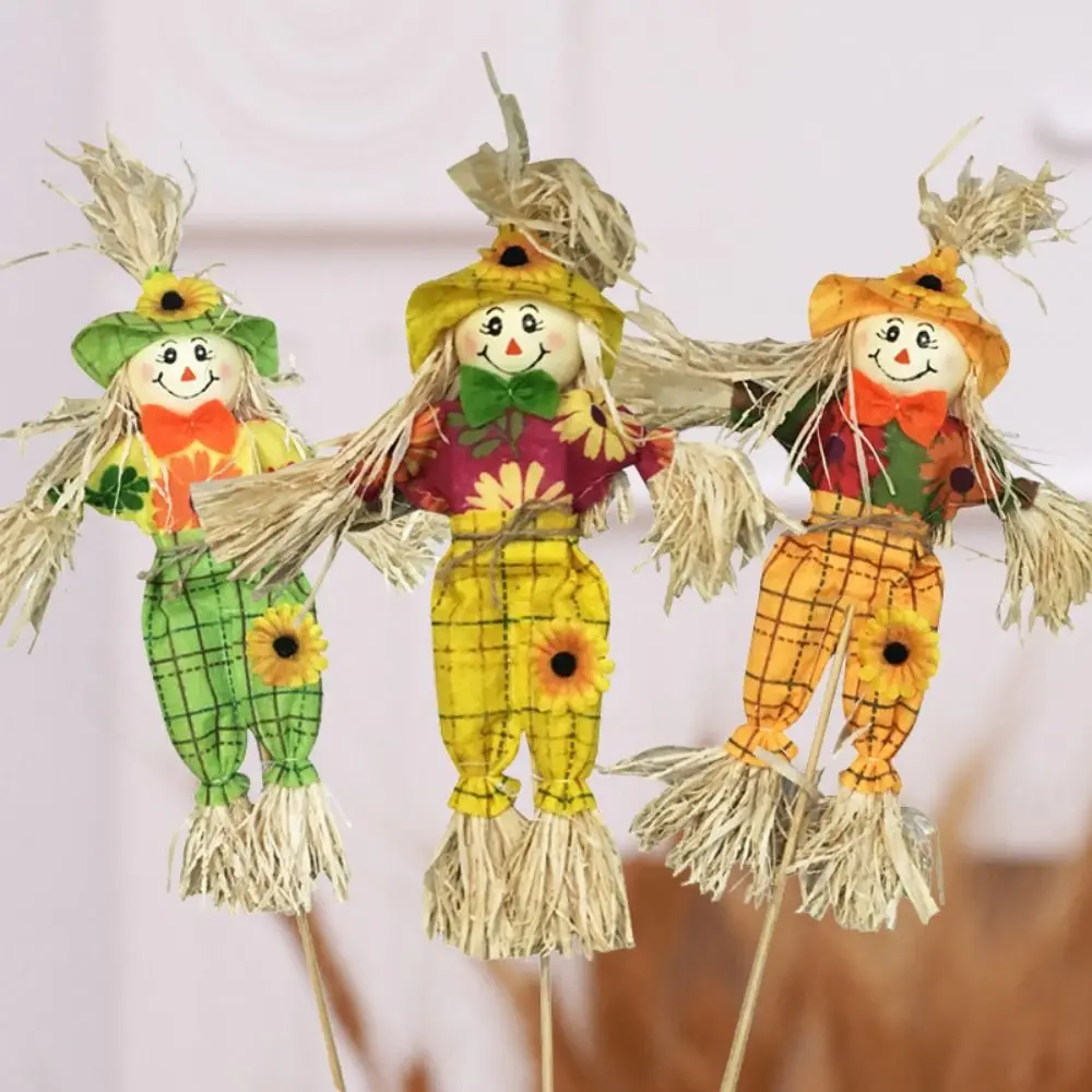 Cute Halloween Scarecrow Ornament Standing Small Scarecrow Welcome Sign Cartoon Garden Scarecrows Ornament Halloween Decoration