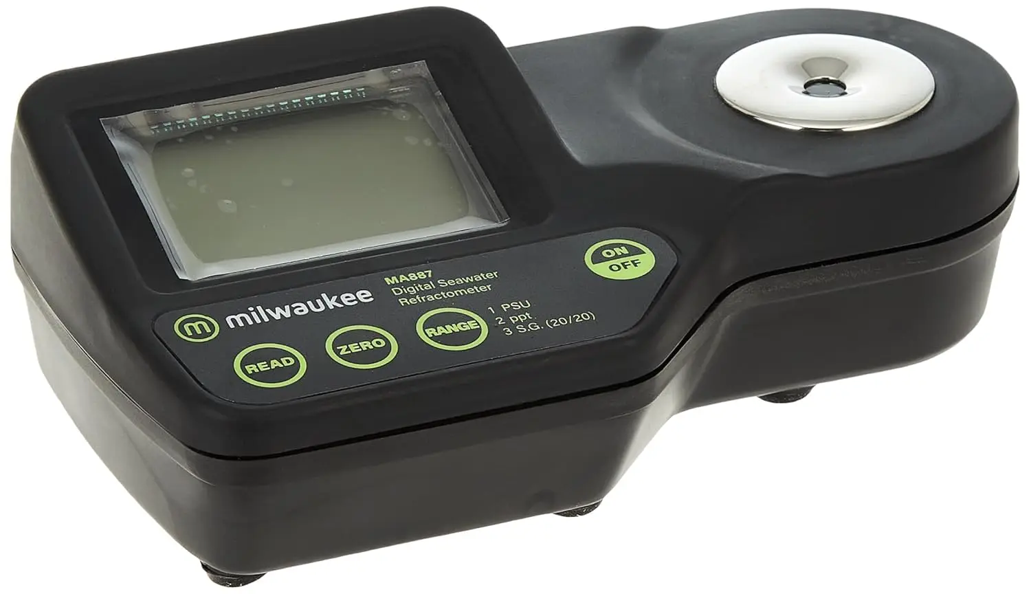 Milwaukee MA887 Digital Salinity Refractometer with Automatic Temperature Compensation, Yellow LED,0 to 50 PSU,+/-2 PSU Accuracy