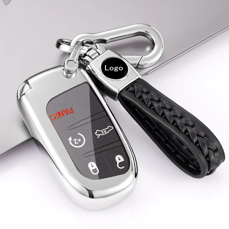 

For Jeep Key Fob Cover Case With PU Leather Protection For Grand For Chrysler 200 300 For Dodge Smart Key