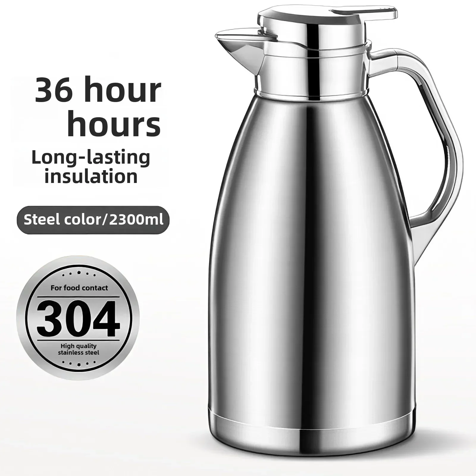 304 Stainless Steel Insulated Water Bottle - Large Capacity Roman Style Hot Water Kettle with Duckbill Spout!