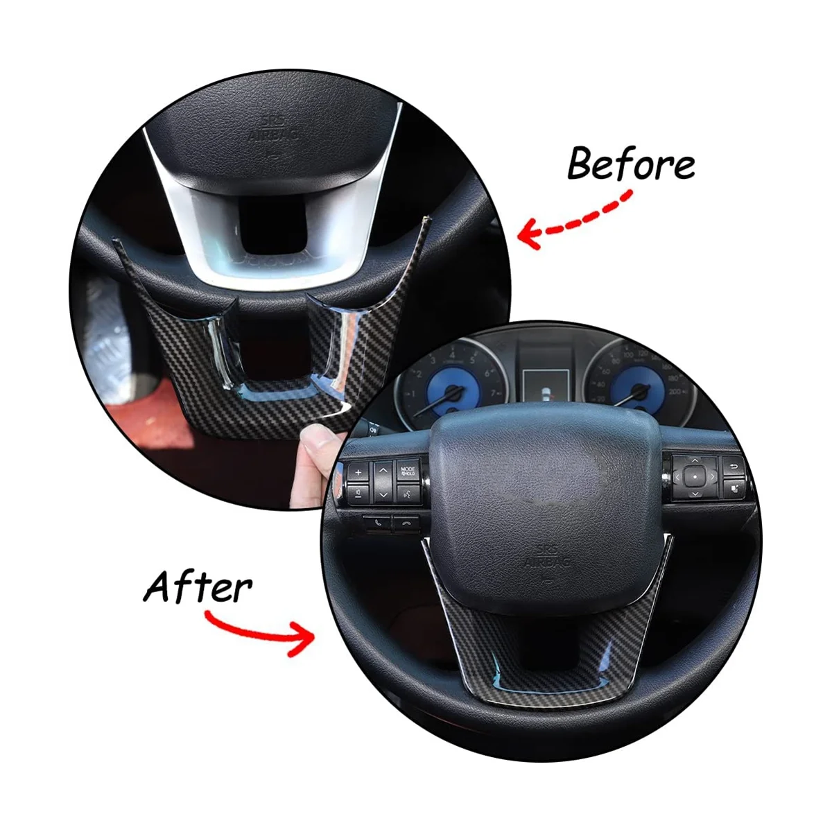ฝาครอบ Setir mobil สำหรับ Toyota Fortuner 2016-2022พวงมาลัยรถยนต์แผง Setir mobil อุปกรณ์ป้องกัน ABS คาร์บอนไฟเบอร์