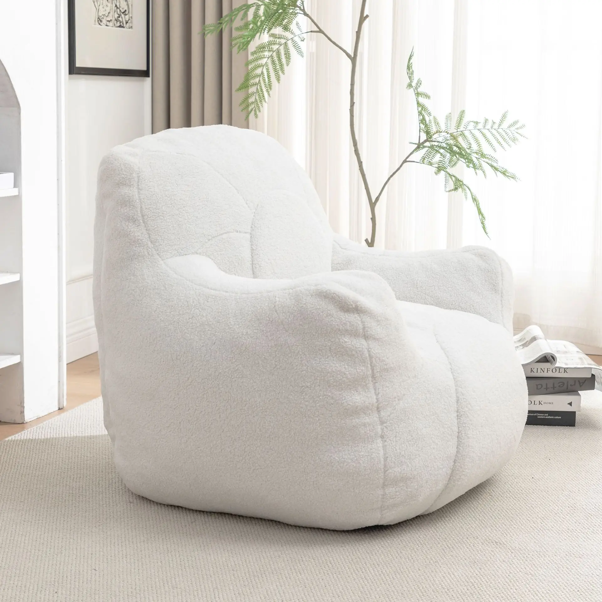 Lamb wool lazy sofa cross-border hot-selling living room study leisure single double plush bean bag recliner