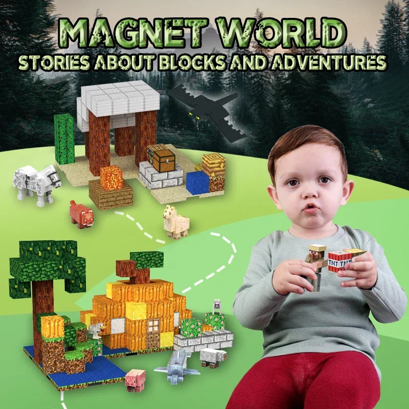 Magnet World Building Blocks Cube Zabawki dla dzieci Prezenty Zestawy klocków magnetycznych DIY Cegły tematyczne Zabawki w wieku 6+ Dzieci na prezenty świąteczne