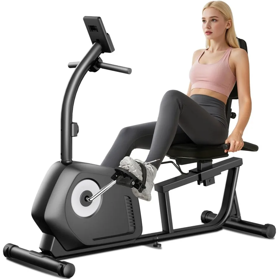 

Recumbent Exercise Bike for Home Gym with Adjustable Seat and 16-Level Magnetic Resistance for Cardio Workout Training in Black