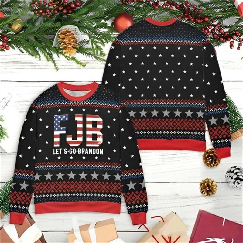 Funny Trump Ugly Christmas Sweater Trend Holiday Xmas Autumn 3D Printed Men Women Sweatshirt Casual Crew Neck Pullover Tracksuit