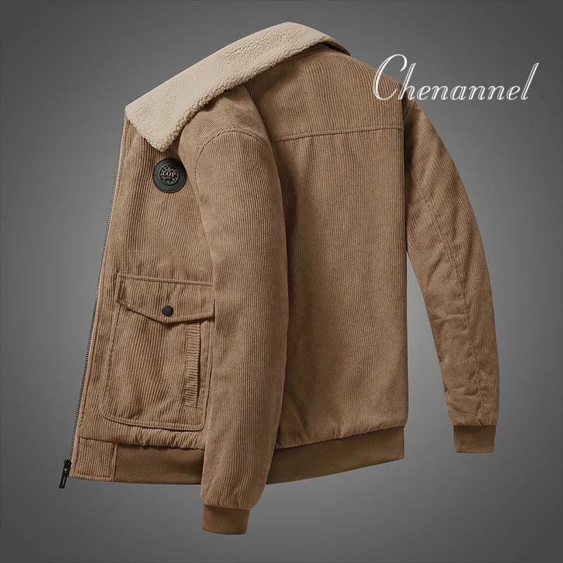 

2025 Corduroy Jackets for Men in Autumn and Winter Thickened and Fleece Lambskin Cotton Padded Clothes Casual Jackets for Men
