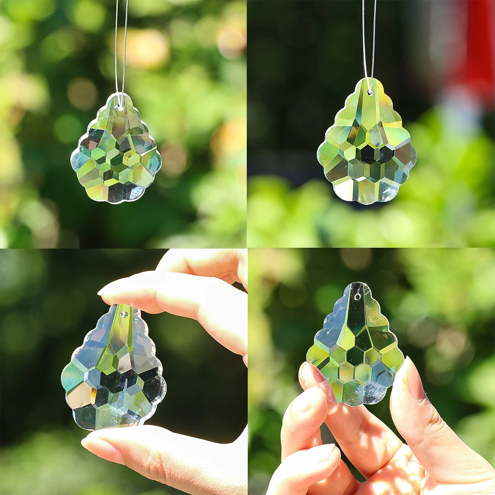 Optical Glass Teardrop Sun Catcher Honeycomb Faceted Crystal Prism Rainbow Maker Chandelier Parts Christmas Ornament Home