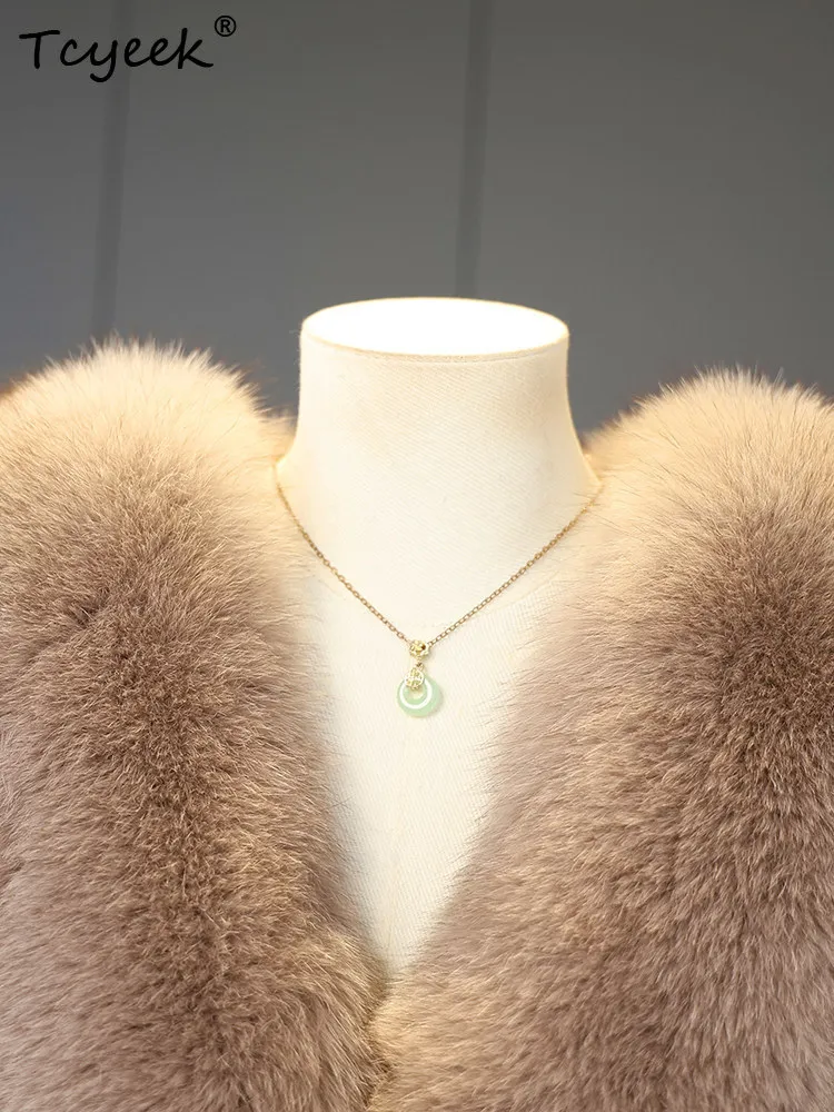 Tcyeek Echte Nertsen Bontjas Vrouwen Warme Winterkleding Vos Bontkraag Damesjassen Mode Nieuw in Outerwears 2025, Fourrure Femme