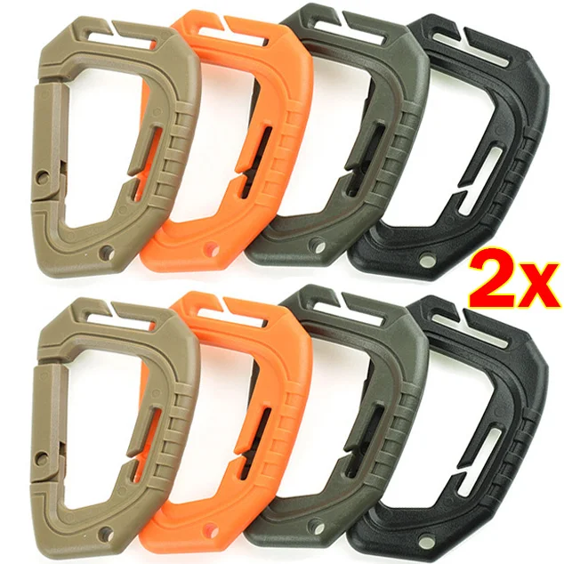 2/1Pcs D-shaped Tactical Carabiner Set Plastic Steel Quick Hook Clip Keychain Outdoor Camping Backpack Carabiner Accessories